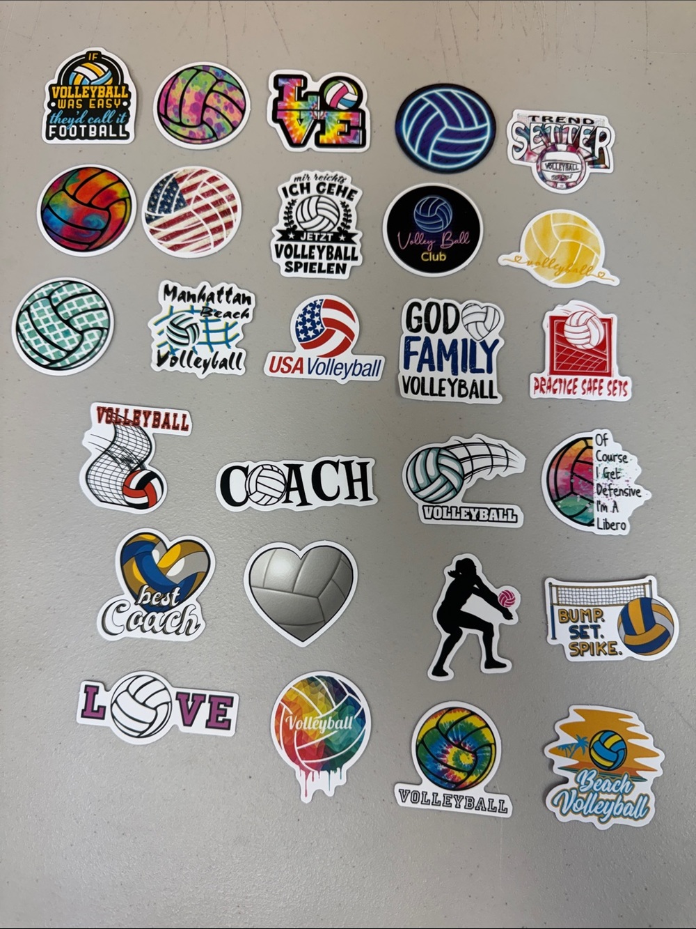 Volleyball Sticker Pack - Multicolor Decorative Wall Waterbottle Decals 27 count
